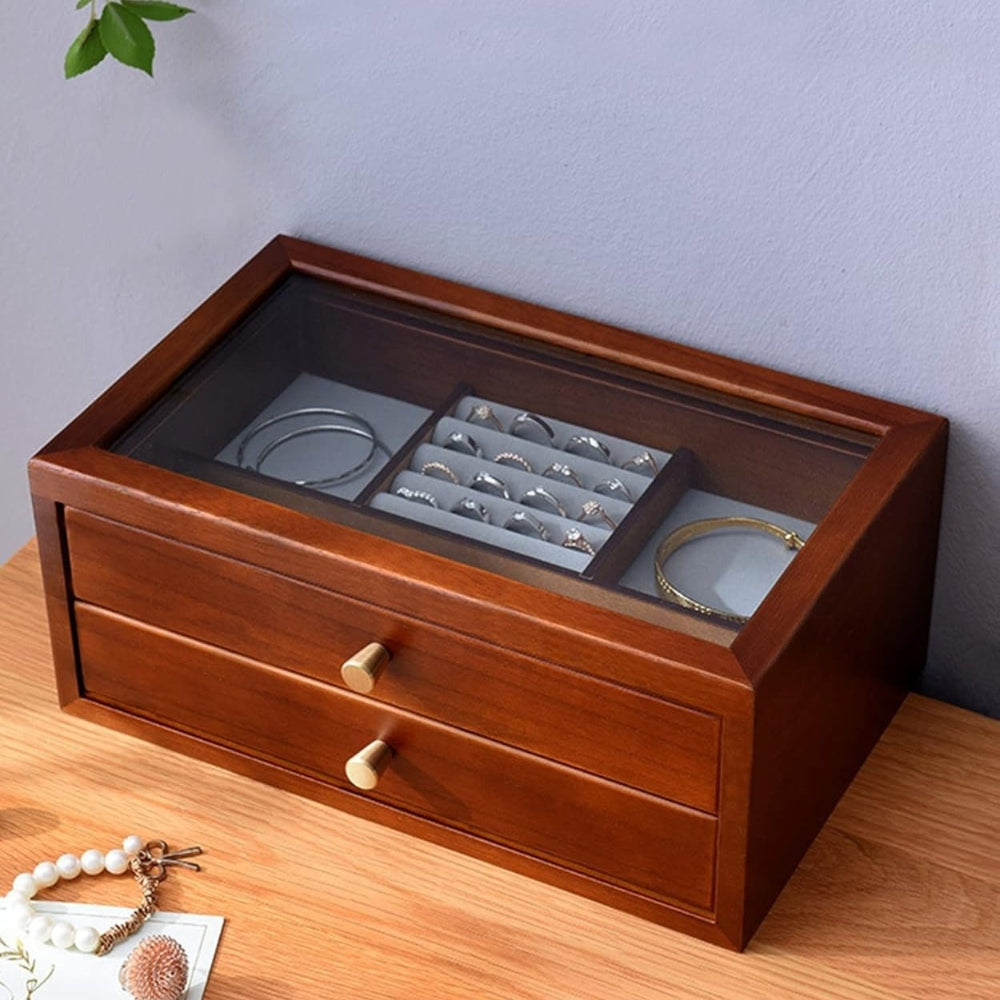 Boîte à Bijoux 2 Tiroirs en Bois - Rangement Élégant