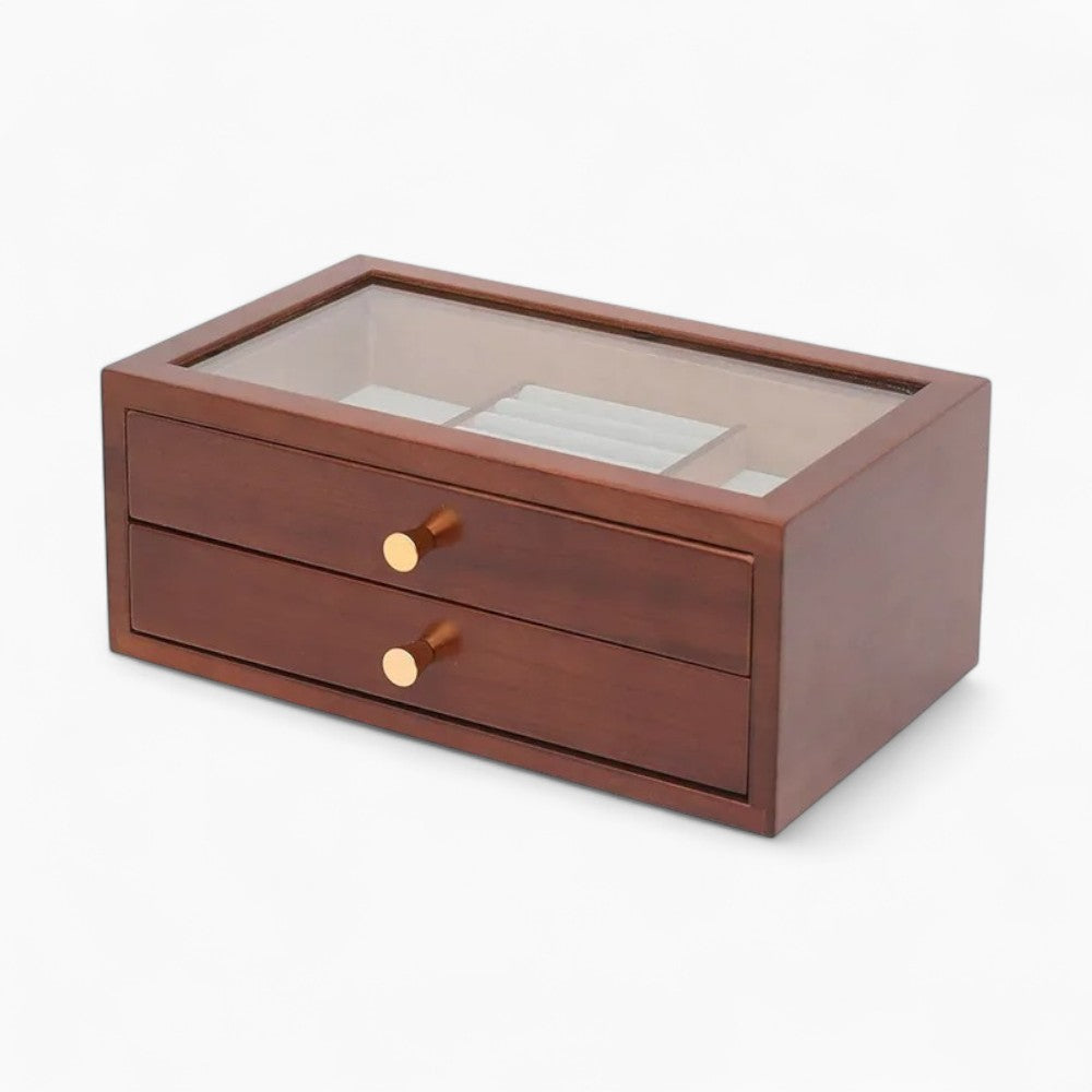 Boîte à Bijoux 2 Tiroirs en Bois - Rangement Élégant