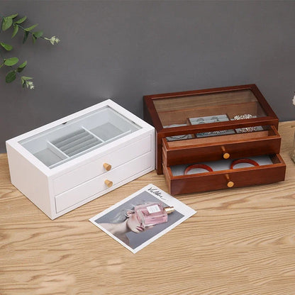 Boîte à Bijoux 2 Tiroirs en Bois - Rangement Élégant