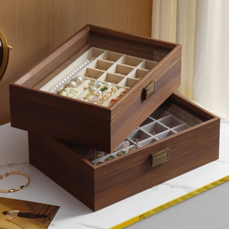 Boîte à Bijoux Bois Double Plateau Rangement