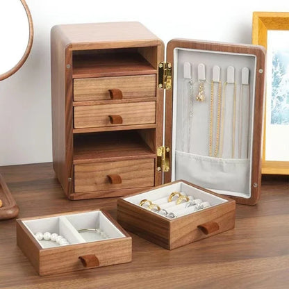 Boîte à Bijoux Bois 5 Tiroirs Compacte