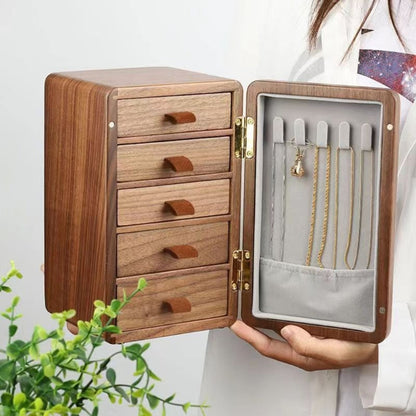 Boîte à Bijoux Bois 5 Tiroirs Compacte