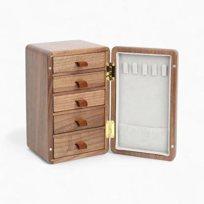 Boîte à Bijoux Bois 5 Tiroirs Compacte