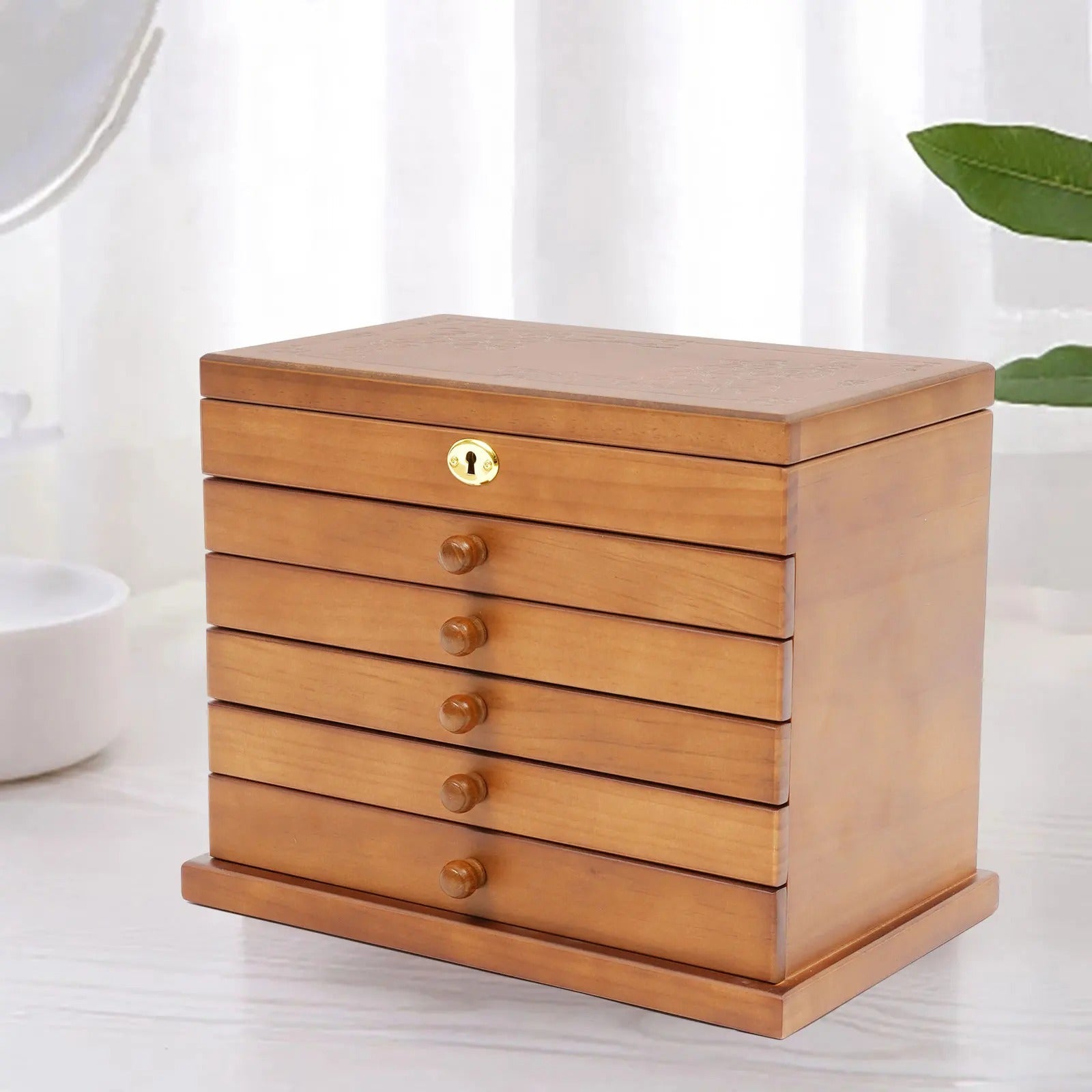 Boîte à Bijoux 6 Tiroirs en Bois