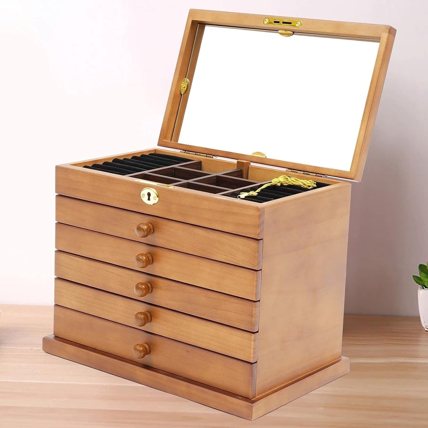 Boîte à Bijoux 6 Tiroirs en Bois