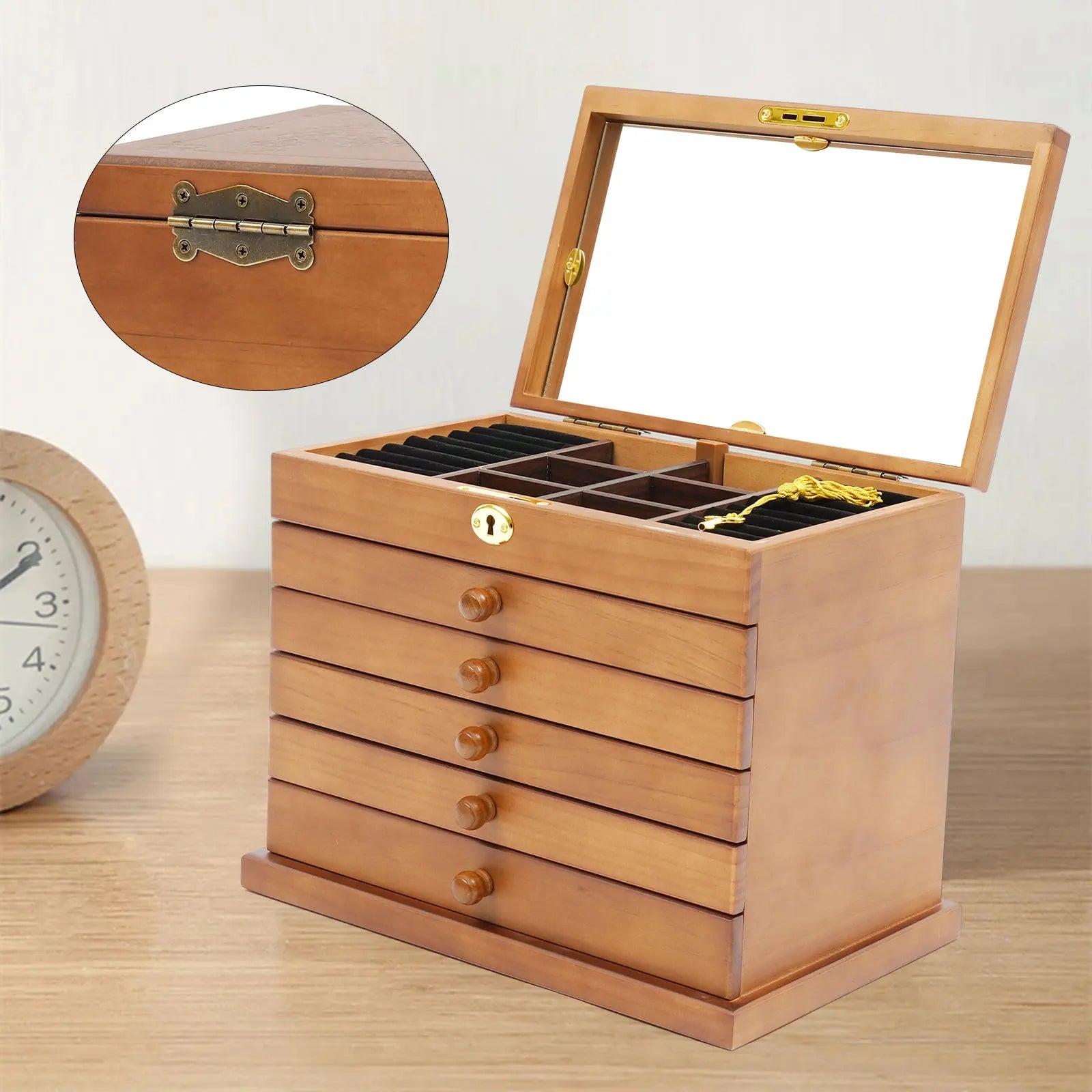 Boîte à Bijoux 6 Tiroirs en Bois