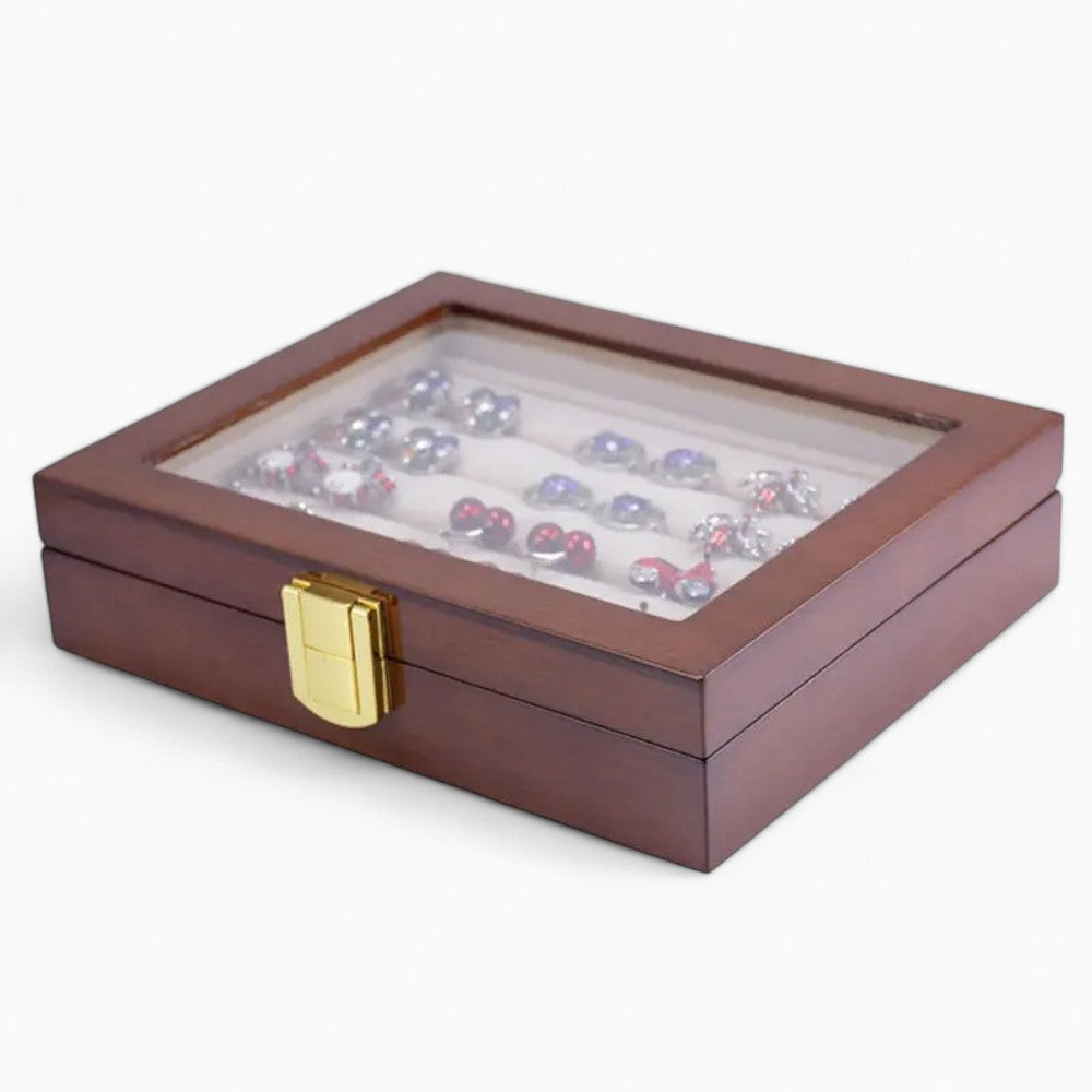 Boîte à Bijoux Bois Verre - Rangement Élégant