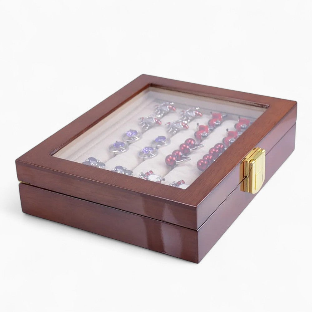 Boîte à Bijoux Bois Verre - Rangement Élégant
