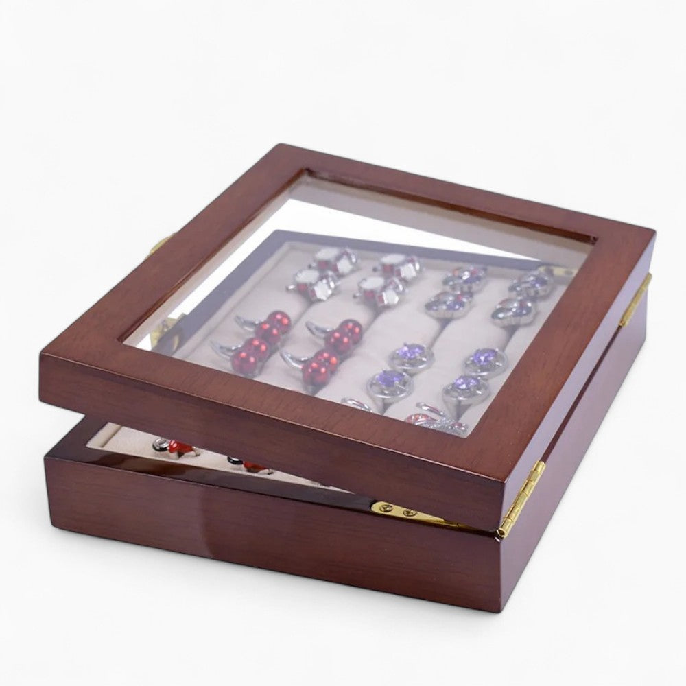Boîte à Bijoux Bois Verre - Rangement Élégant