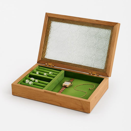 Boîte à Bijoux Bois Gravé - Rangement Élégant