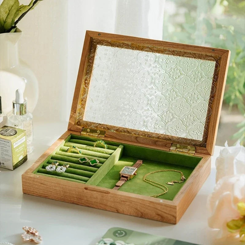 Boîte à Bijoux Bois Gravé - Rangement Élégant