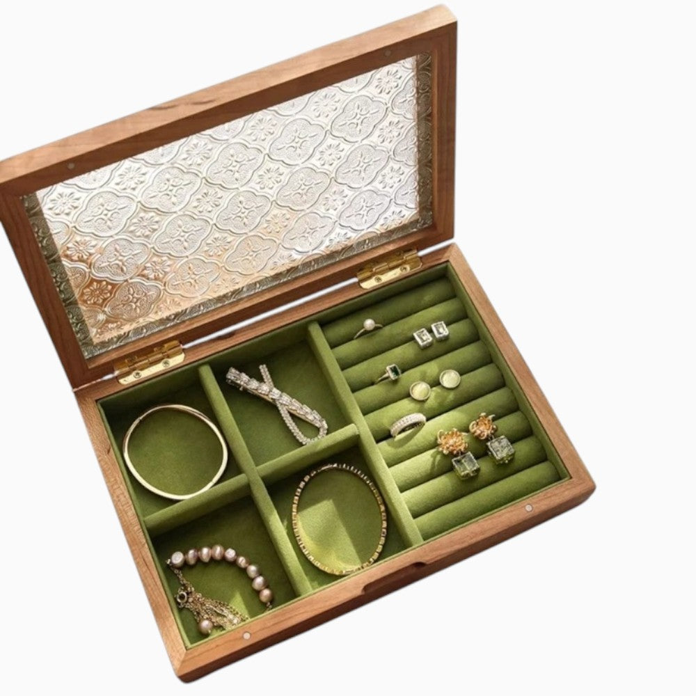Boîte à Bijoux Bois Gravé - Rangement Élégant