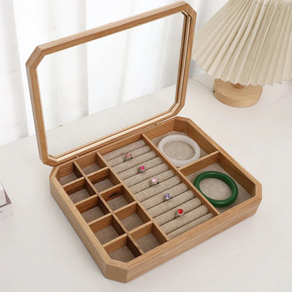 Boîte à Bijoux Bois Vitré - Rangement Élégant