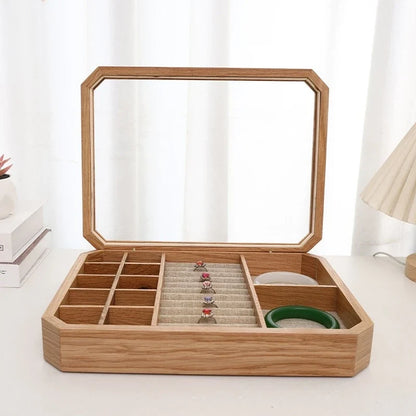 Boîte à Bijoux Bois Vitré - Rangement Élégant