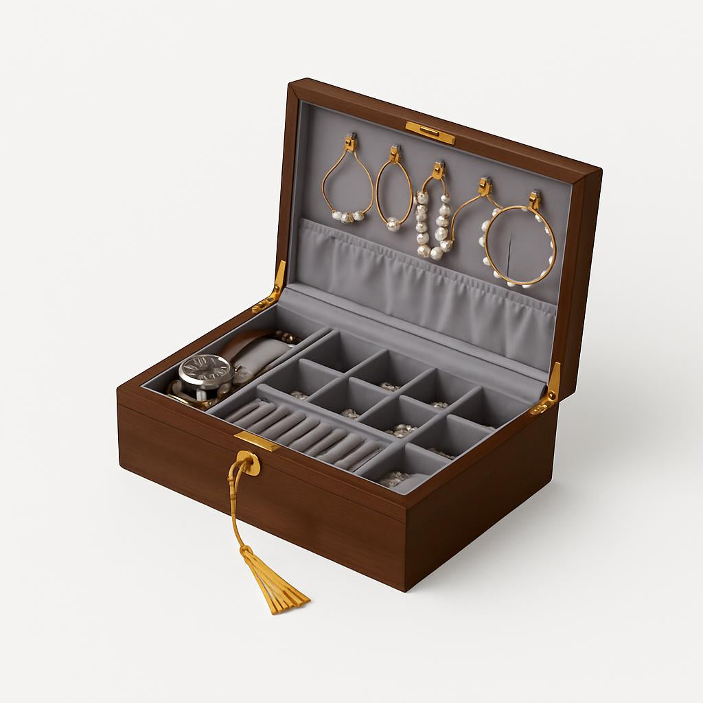 Boîte à Bijoux Sécurisée en Bois à Clé