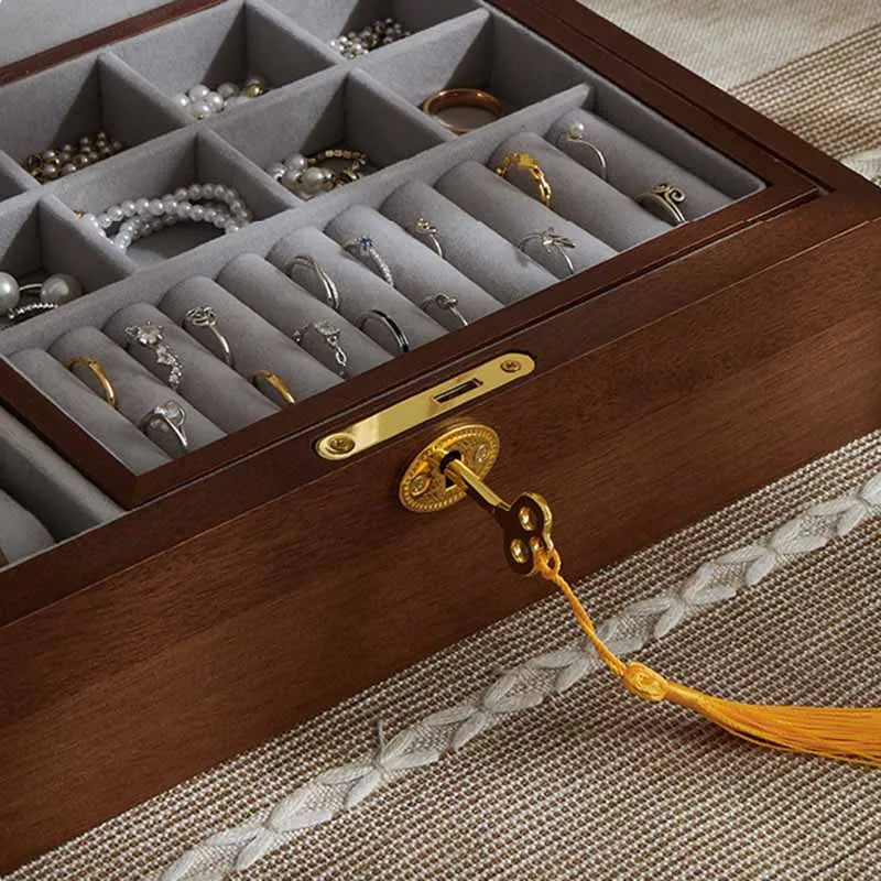Boîte à Bijoux Sécurisée en Bois à Clé