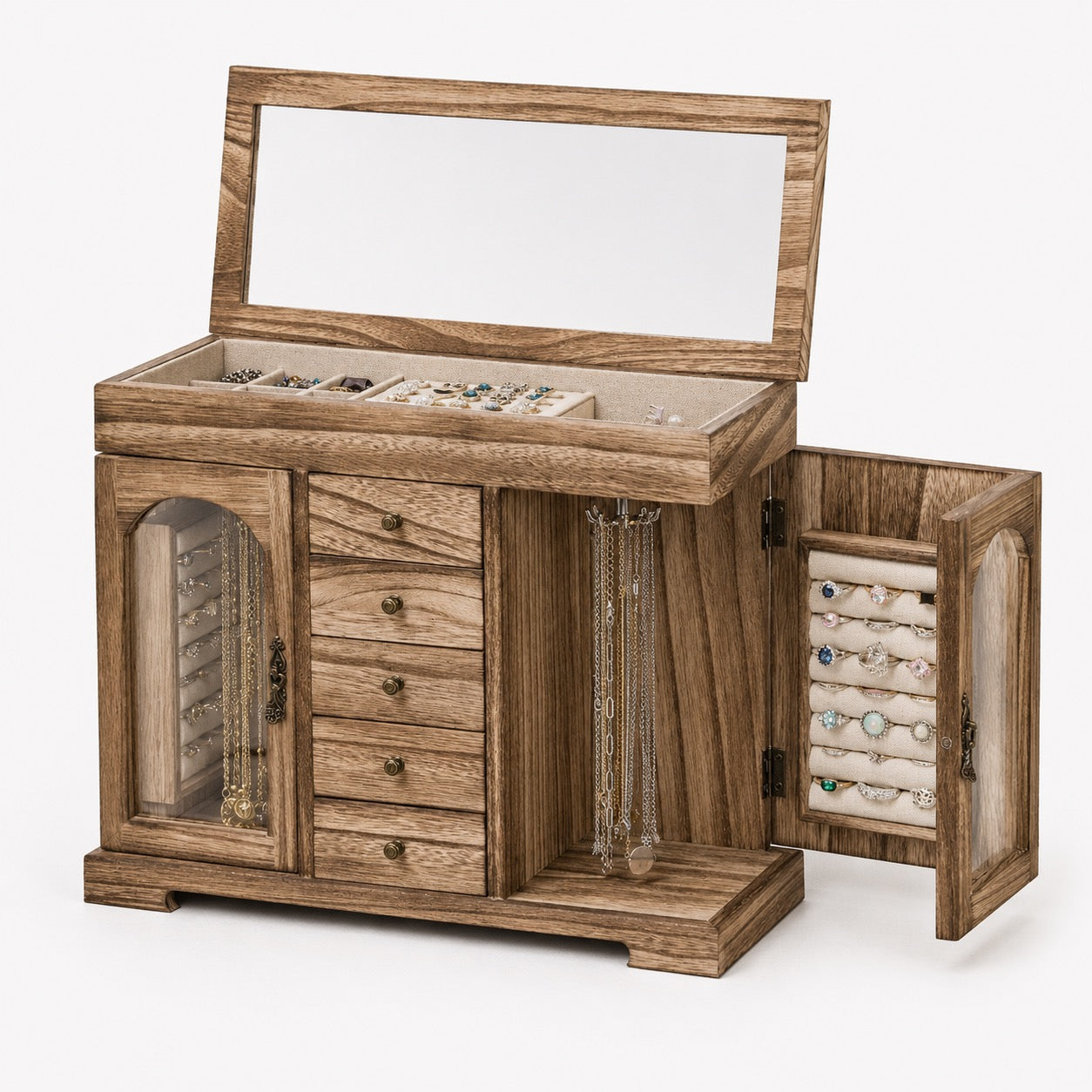 Boîte à Bijoux Bois Miroir - Rangement Pratique