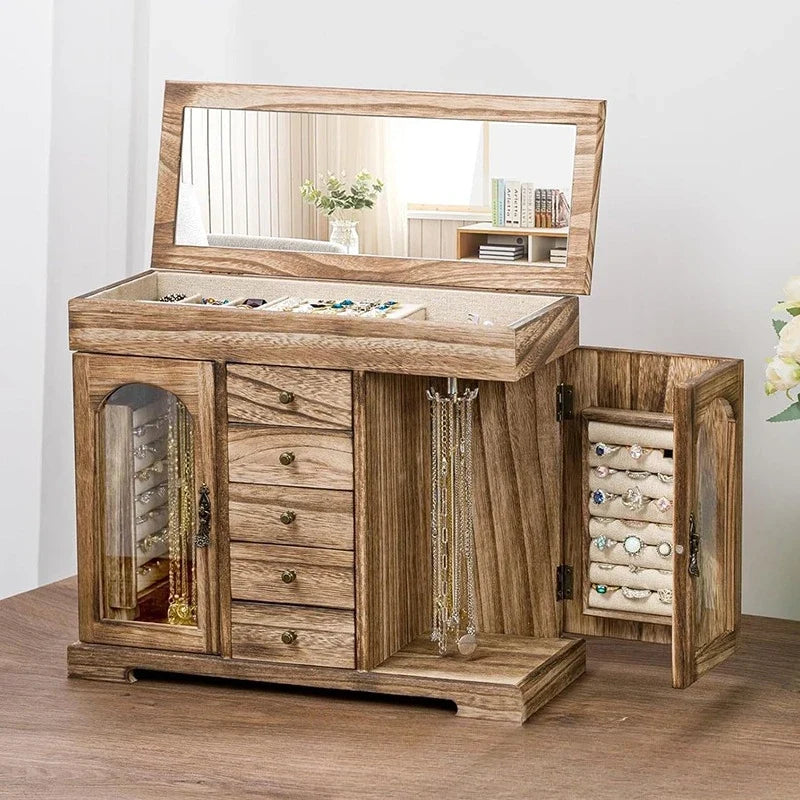 Boîte à Bijoux Bois Miroir - Rangement Pratique