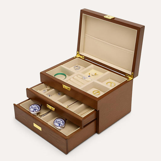 Boîte à Bijoux Bois Tiroirs - Rangement Pratique