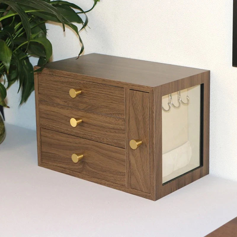 Boîte à Bijoux Bois avec Vitre et Tiroirs