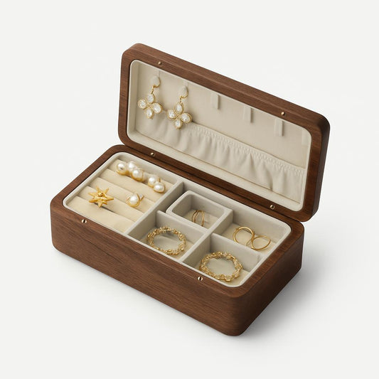 Boîte à Bijoux Bois Rangement Boucles d'Oreilles