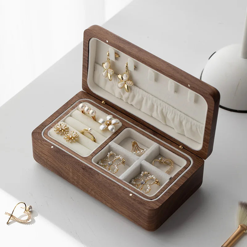 Boîte à Bijoux Bois Rangement Boucles d'Oreilles