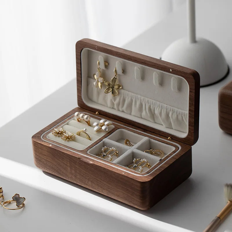 Boîte à Bijoux Bois Rangement Boucles d'Oreilles