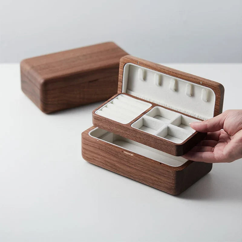 Boîte à Bijoux Bois Rangement Boucles d'Oreilles