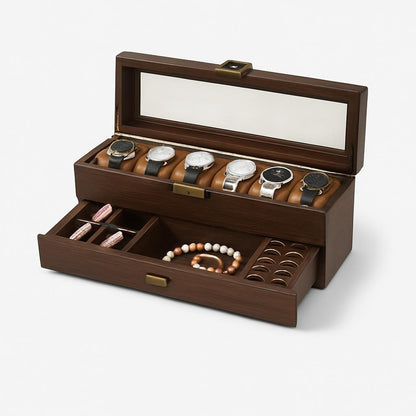 Boîte à Bijoux en Bois - Rangement Montres et Bijoux