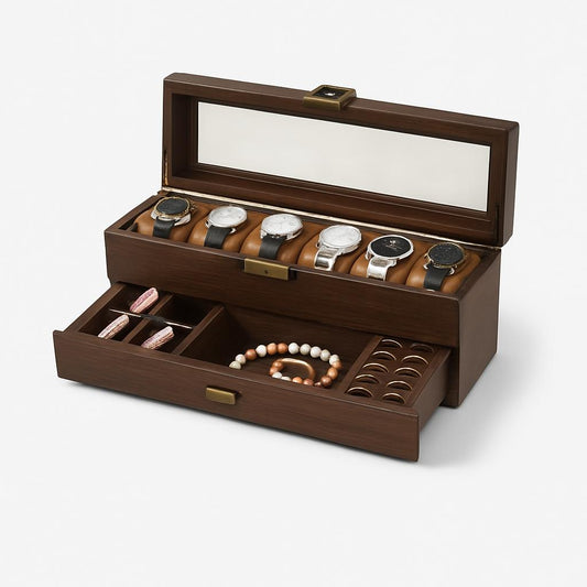 Boîte à Bijoux en Bois - Rangement Montres et Bijoux