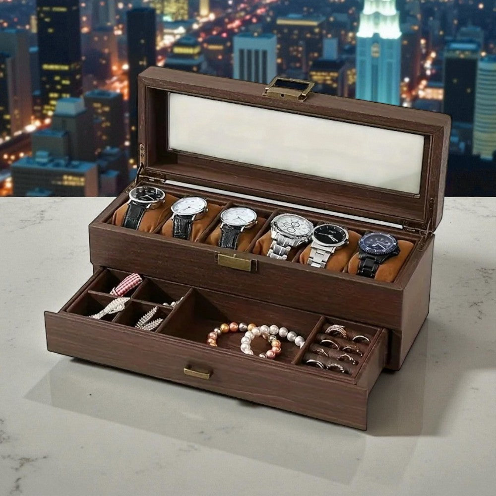 Boîte à Bijoux en Bois - Rangement Montres et Bijoux