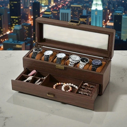 Boîte à Bijoux en Bois - Rangement Montres et Bijoux