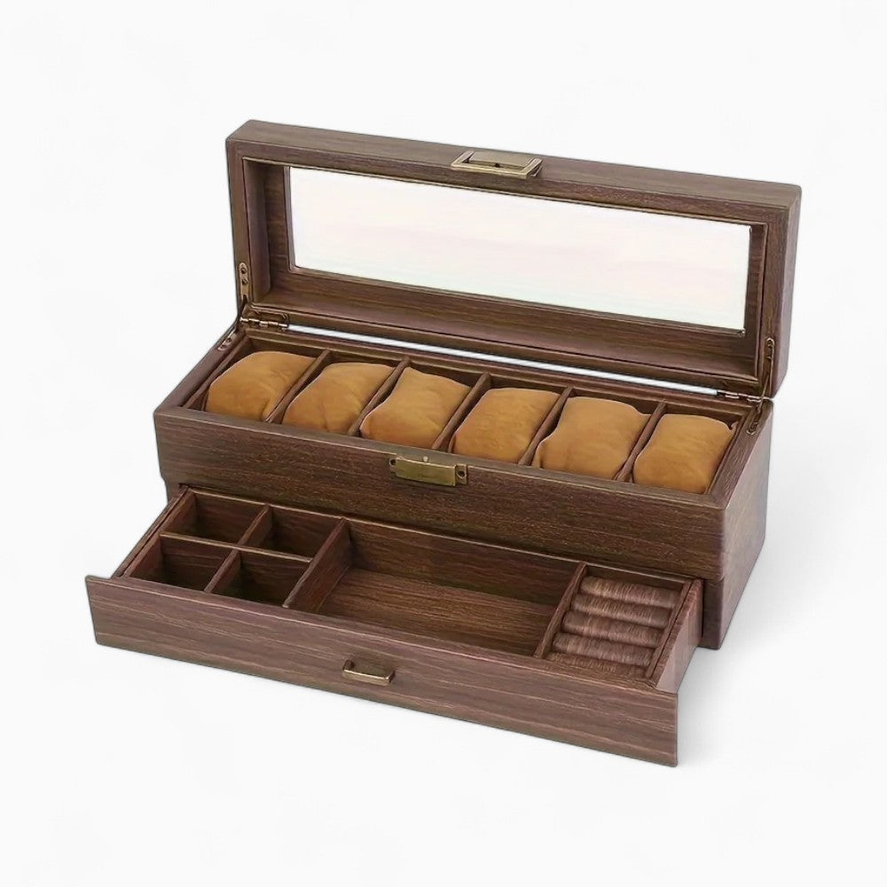 Boîte à Bijoux en Bois - Rangement Montres et Bijoux