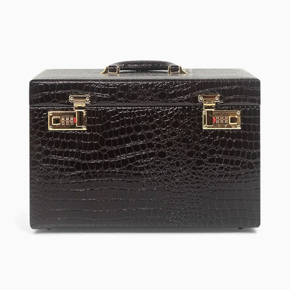 Boîte à Bijoux Cuir Croco - Grand Rangement