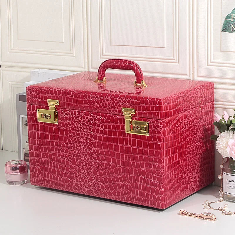Boîte à Bijoux Cuir Croco - Grand Rangement