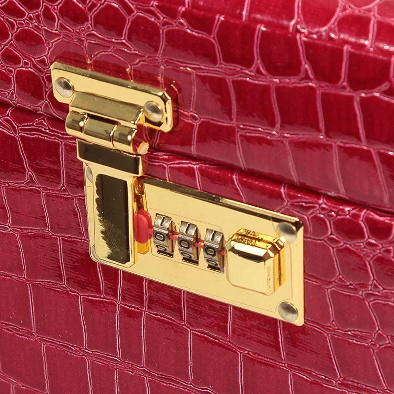 Boîte à Bijoux Cuir Croco - Grand Rangement