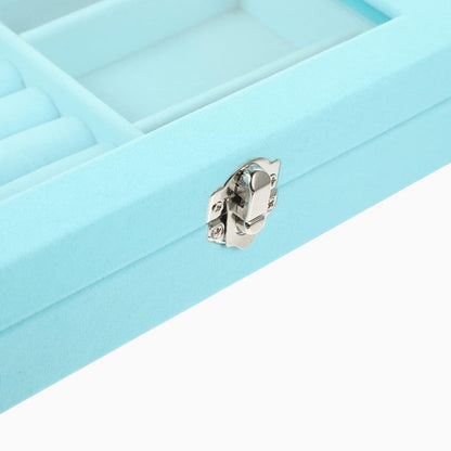 Boîte à Bijoux Velours pour Bagues - Couvercle Transparent