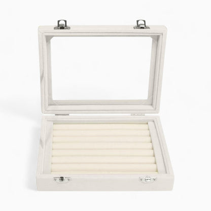 Boîte à Bijoux Velours pour Bagues - Couvercle Transparent