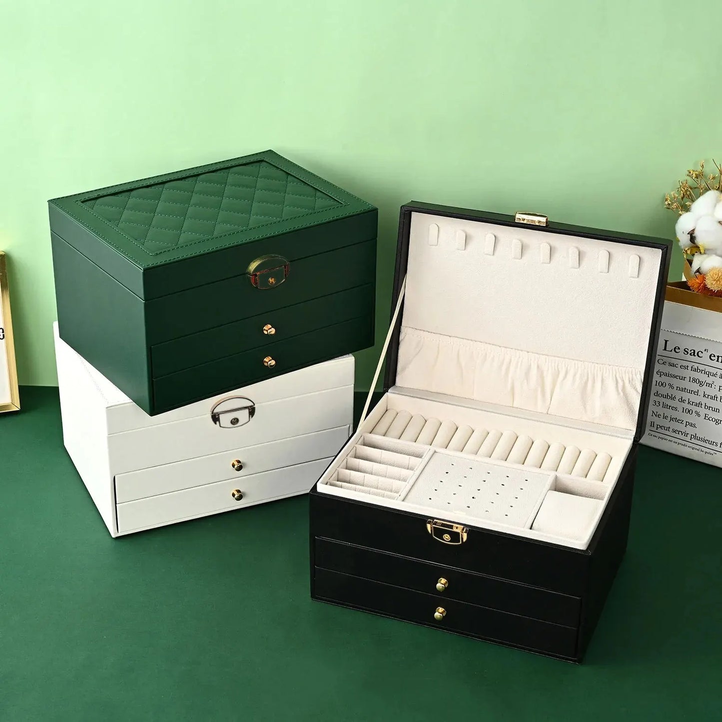 Boîte à Bijoux Femme Rangement Tiroirs