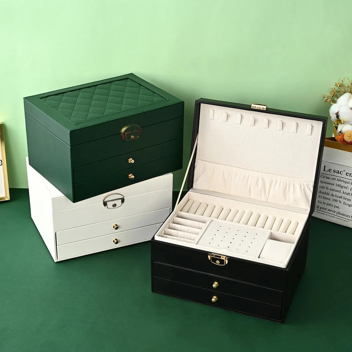 Boîte à Bijoux Femme Rangement Tiroirs