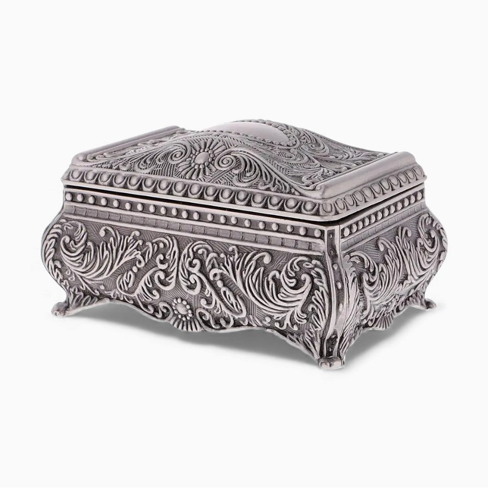 Boîte à Bijoux Gothique Métal Sculpté Vintage