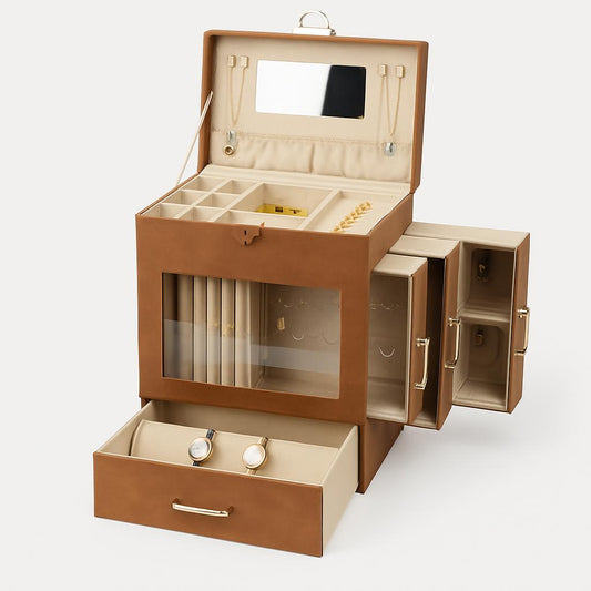 Boîte à Bijoux en Similicuir - Grand Rangement