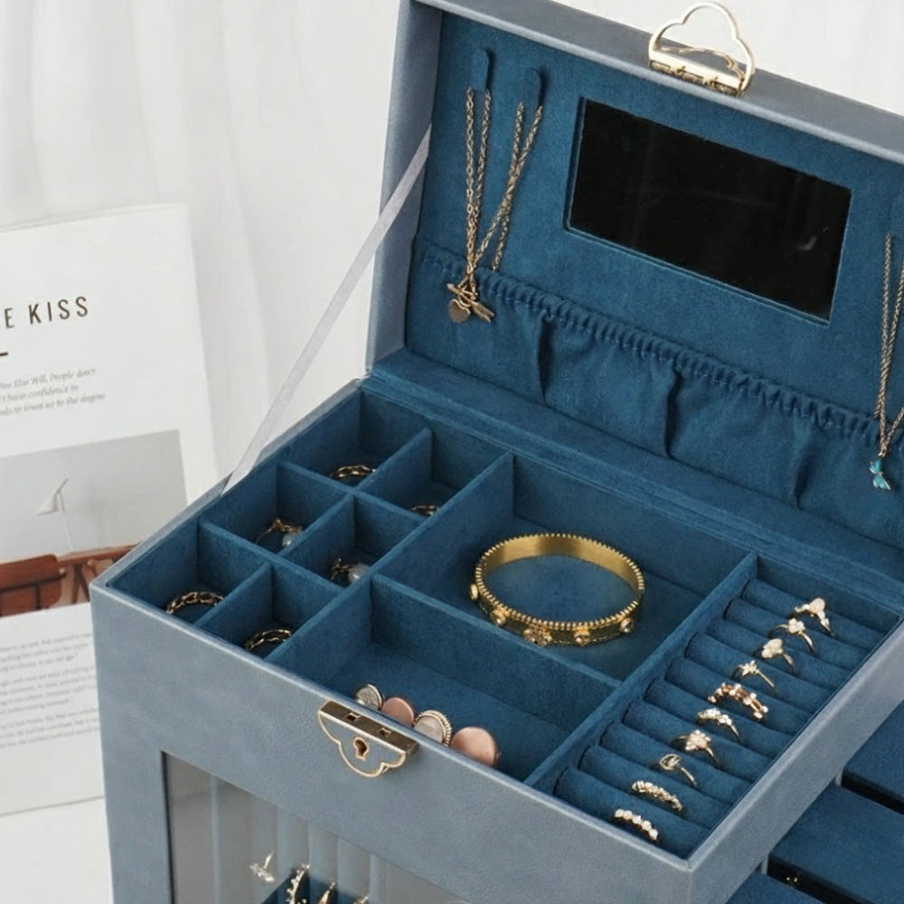 Boîte à Bijoux en Similicuir - Grand Rangement