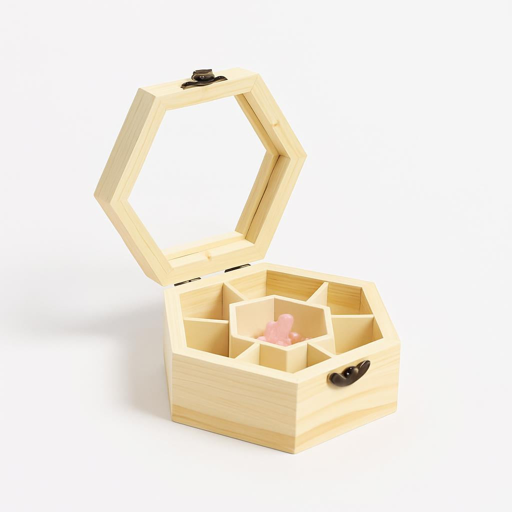 Boîte à Bijoux Bois Hexagonale - Rangement Pratique