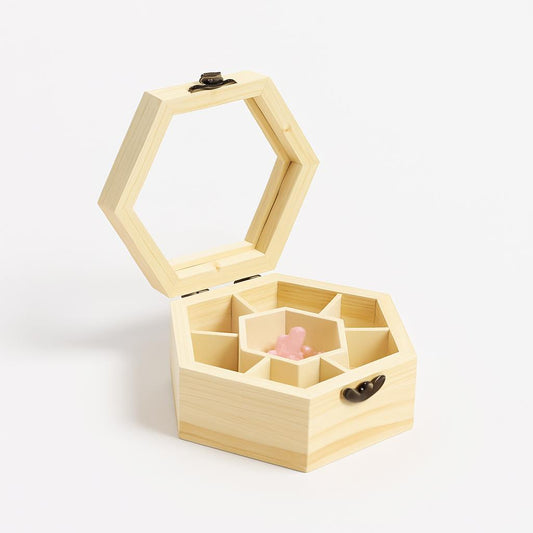 Boîte à Bijoux Bois Hexagonale - Rangement Pratique