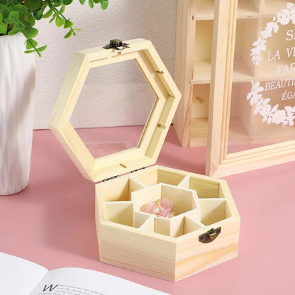 Boîte à Bijoux Bois Hexagonale - Rangement Pratique
