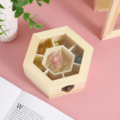 Boîte à Bijoux Bois Hexagonale - Rangement Pratique