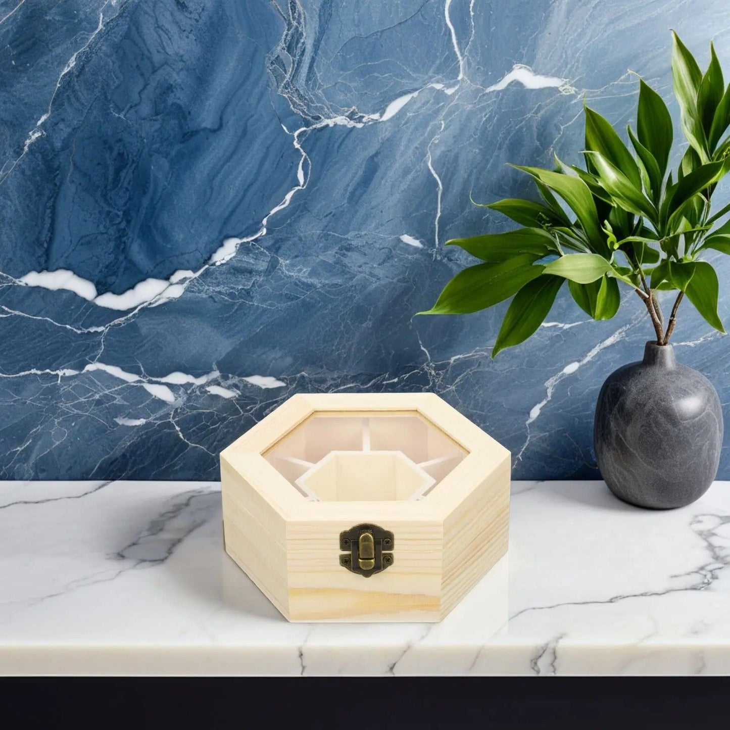 Boîte à Bijoux Bois Hexagonale - Rangement Pratique