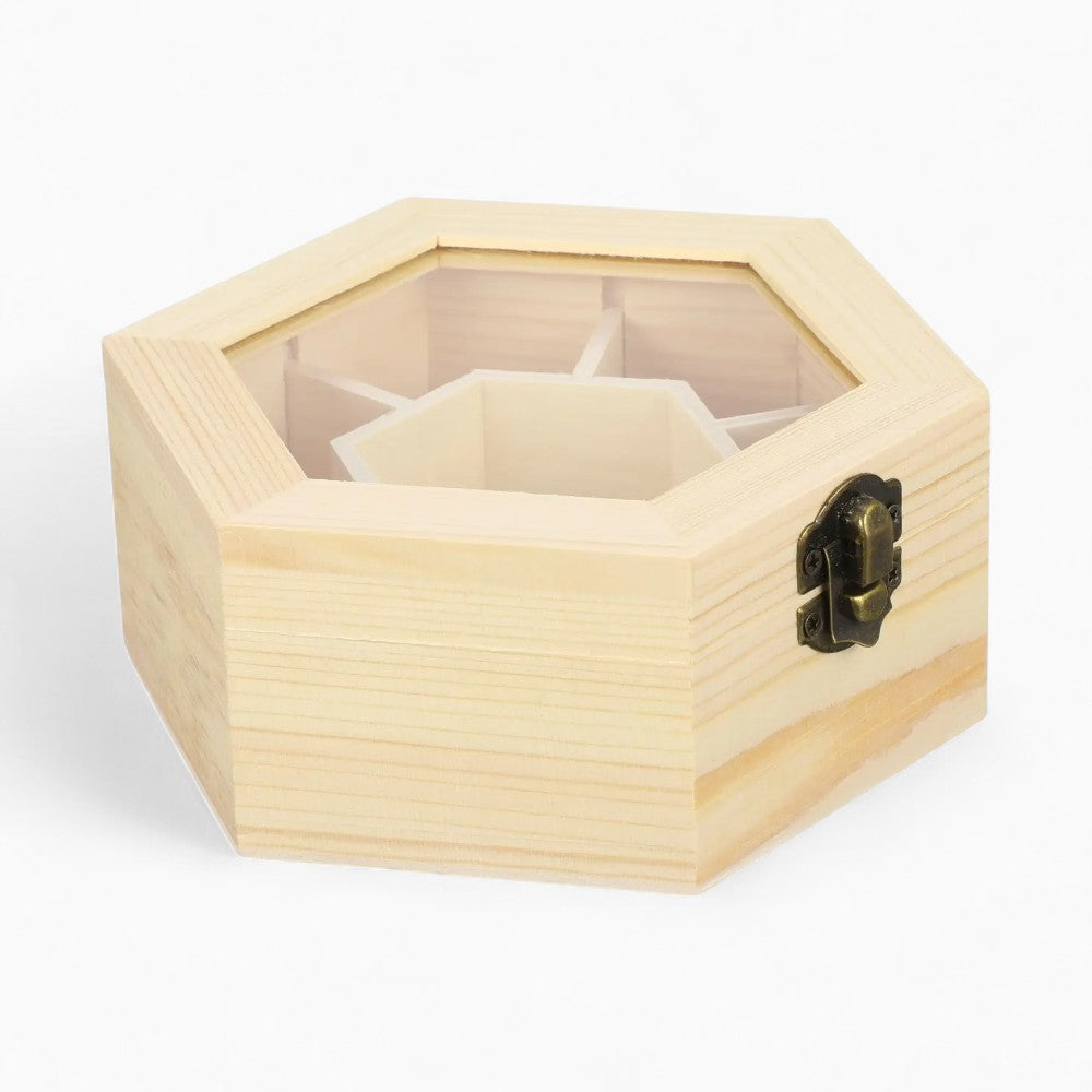 Boîte à Bijoux Bois Hexagonale - Rangement Pratique