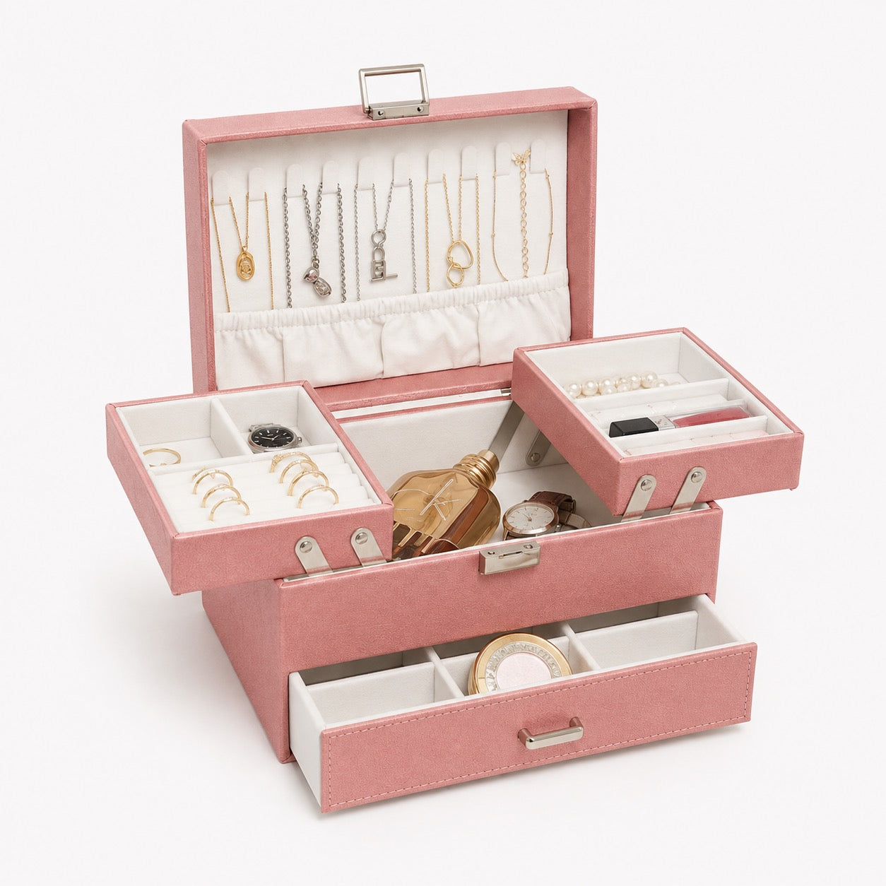 Boîte à Bijoux Cuir Multi-Rangements Sécurisée